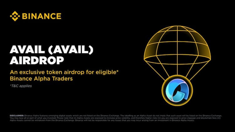 Binance Alpha launches $AVAIL airdrop for eligible traders with Alpha Points.