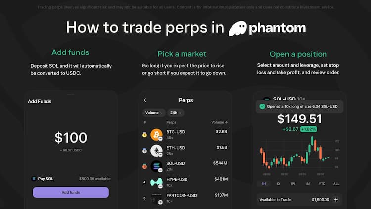 Phantom launches on-chain perpetual trading powered by Hyperliquidโs permissionless crypto-native API.