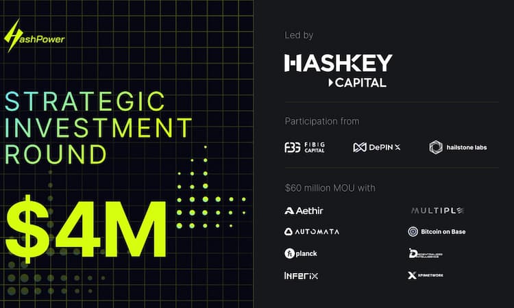 HashPower secures $4M in a strategic round to expand decentralized mining and build on-chain infrastructure for AI and digital assets.