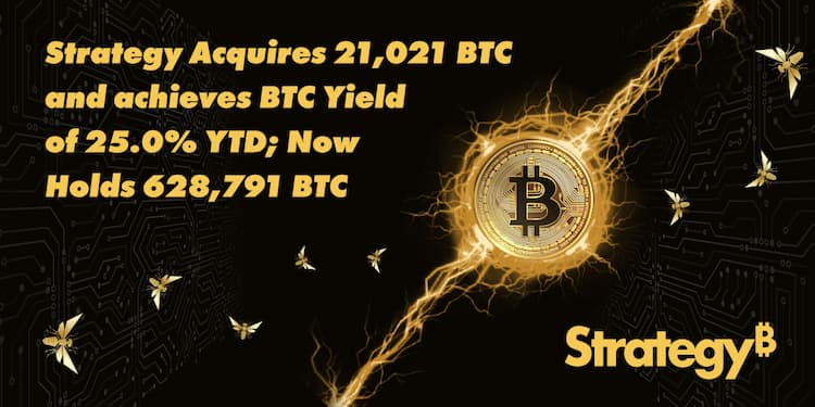 Strategy announces acquisition of 21,021 $BTC for $2.46B at approximately $117,256 per Bitcoin.