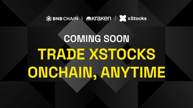 BNB Chain teams up with Kraken and Backed to launch tokenized stocks on its network.