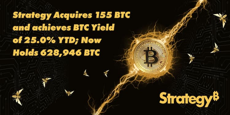 Strategy announces acquisition of 155 $BTC for $18M at approximately $116,401 per Bitcoin.