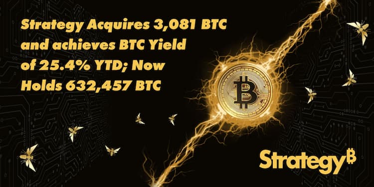 Strategy announces acquisition of 3,081 $BTC for $356.9M at approximately $115,829 per Bitcoin.