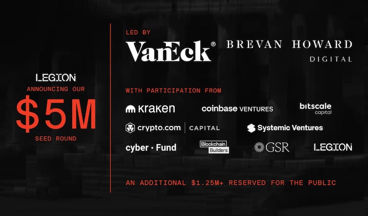 Legion raises $5M in a Seed round to support crypto projects in building and growing their communities.