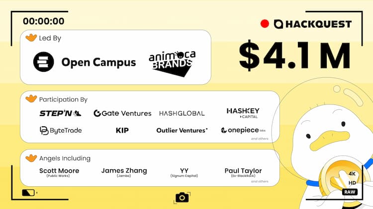 HackQuest secures $4.1M in a Pre-Series A round co-led by Animoca Brands and Open Campus to expand its multichain Web3 developer platform.